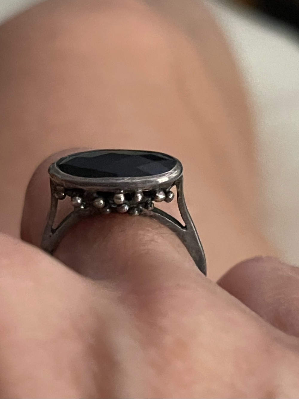 Sterling silver and black onyx ring
